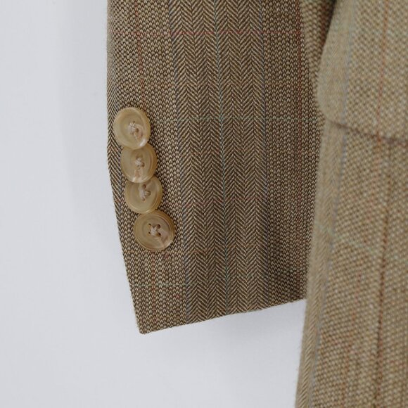 Lauren ralph Lauren sport coat men's 40R Silk wool windowpane herringbone plaid - Picture 4 of 13